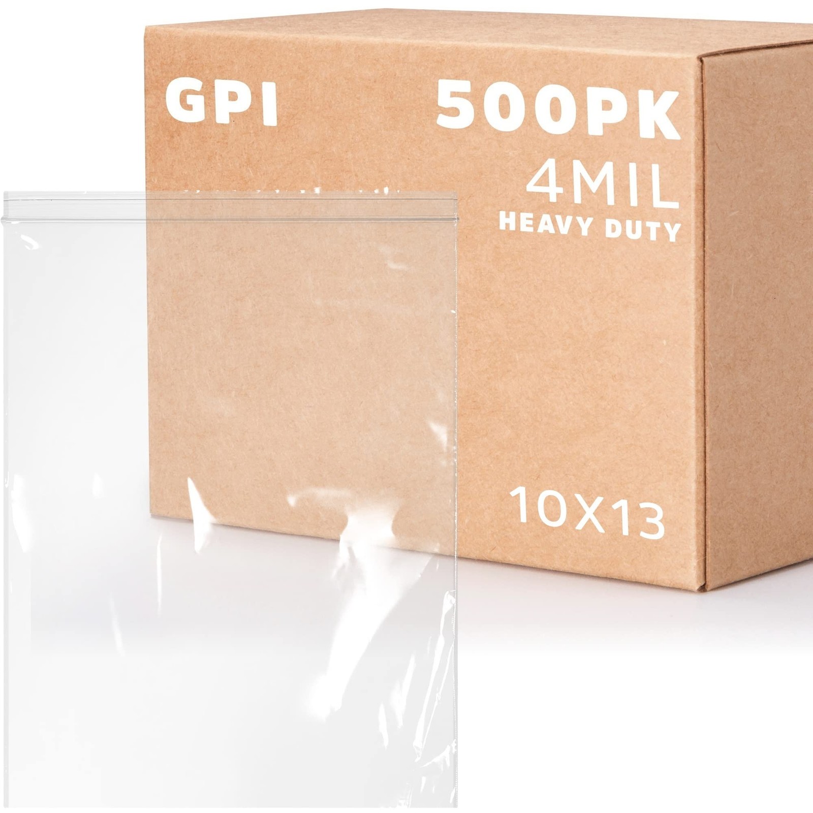 10" x 13" Heavy-Duty Zip Bags - 500 Count - Clear Plastic Reclosable Zipper B...