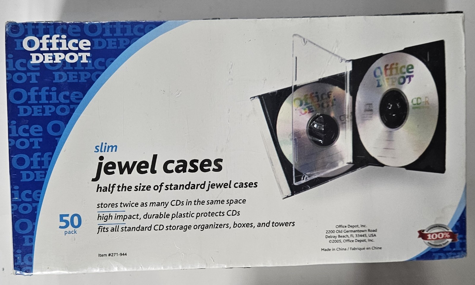 Office Depot 50 High-Impact plastic Slim Jewel Cases for CDs And DVDs New/Sealed