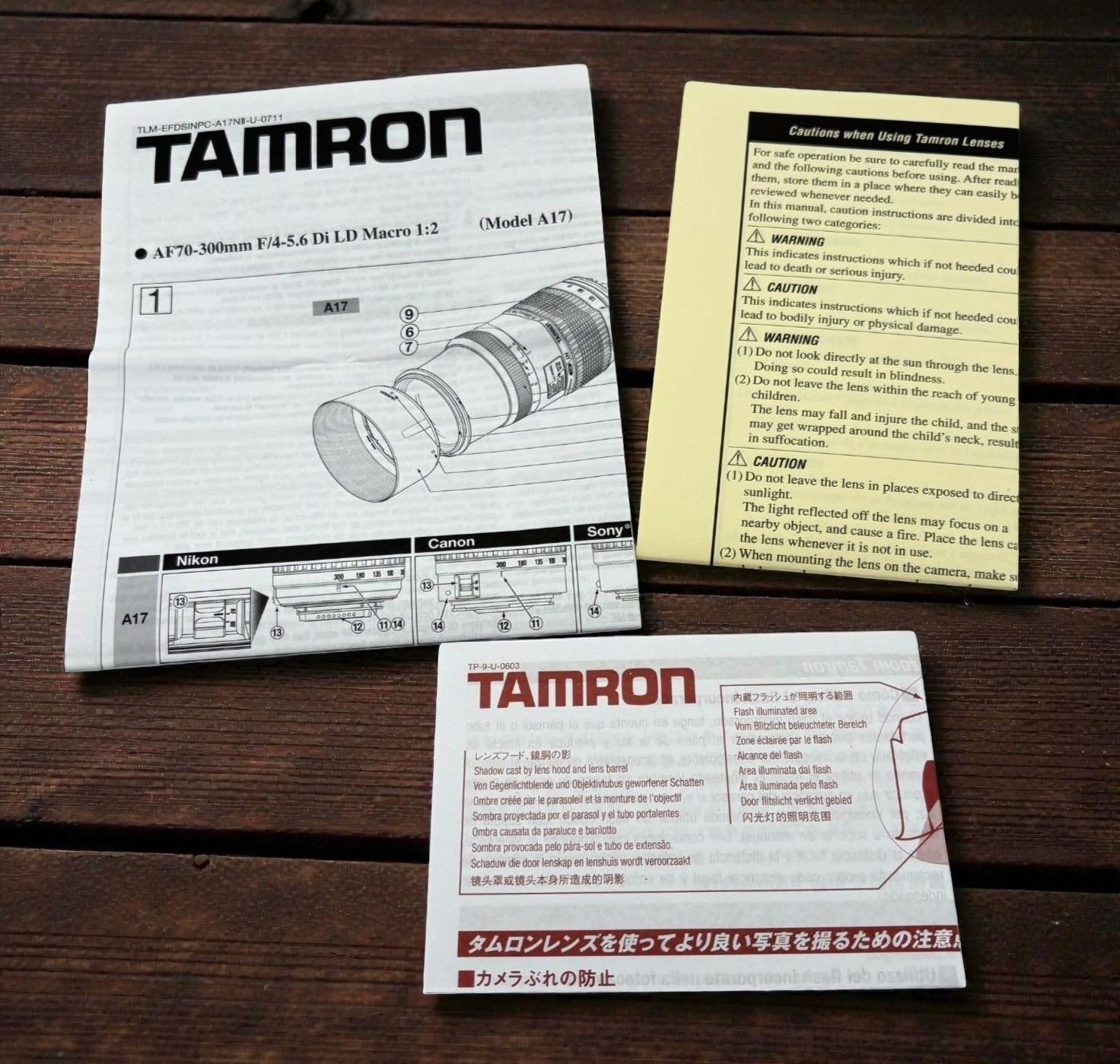 Tamron Lens User Manual ONLY AF70-300mm F/4-5.6 Di LD Macro 1:2 Model A17