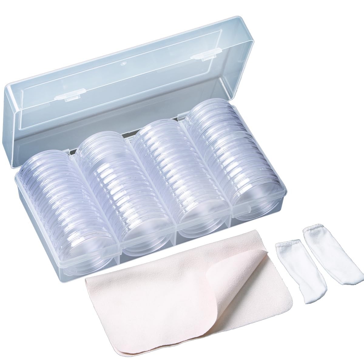 60 Pieces 41mm Coin Holder Silver Eagles Coin Capsules Clear Plastic Storage
