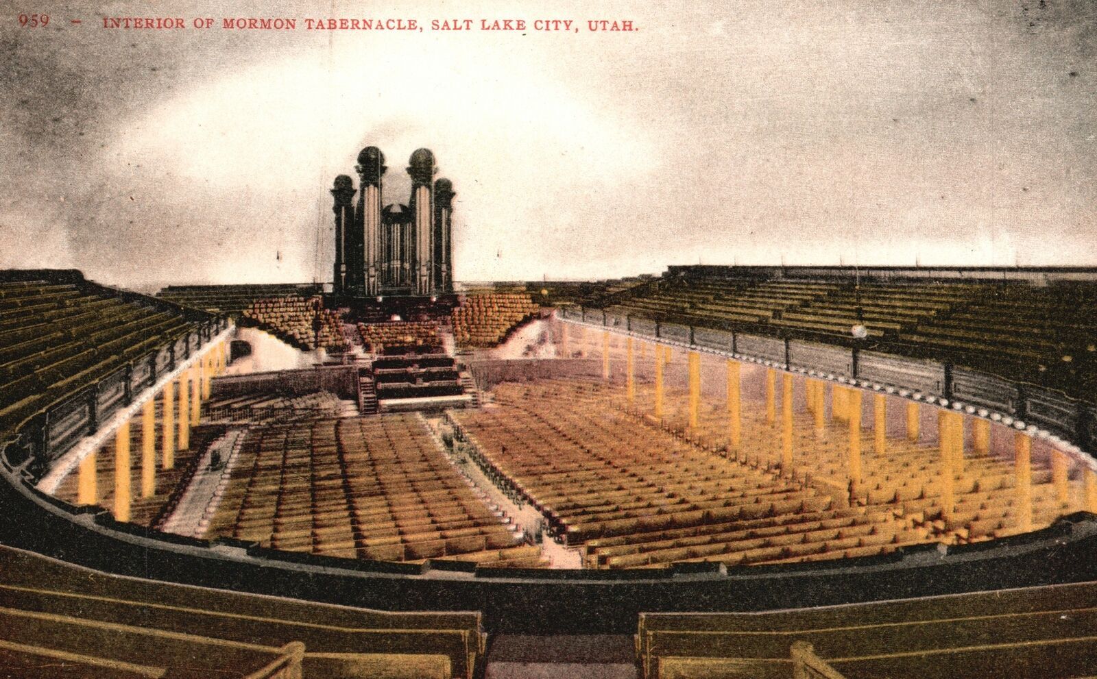 Vintage Postcard 1910's Interior Of Mormon Tabernacle Salt Lake City Utah UT