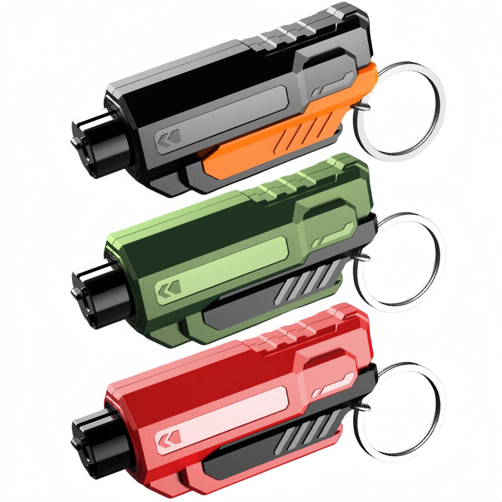 Seoulish Window Breaker and Seatbelt Cutter Keychain,2 in 1 redgreenorange 