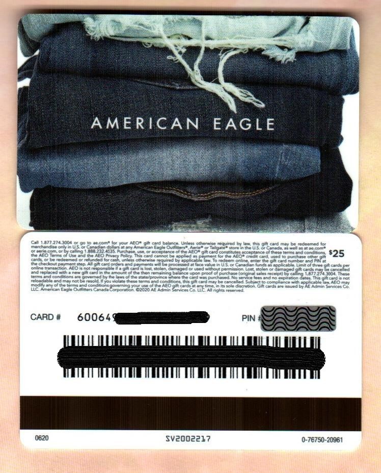 AMERICAN EAGLE Stacked Jeans, Collectible ( 2020 ) Gift Card ( $0 ) V1