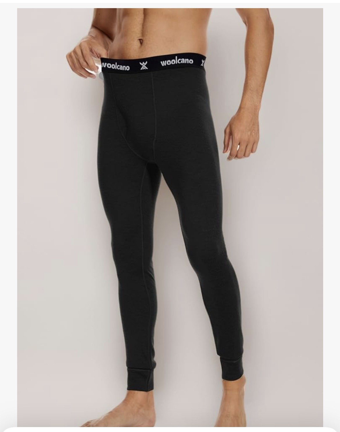 WOOLCANO 100% Merino Wool Thermal Underwear Mens Long Johns Base Layer Pants XL