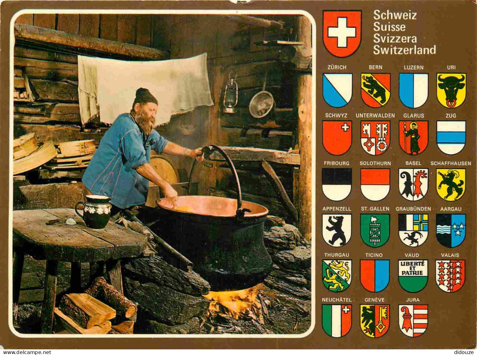 Postcard - Crafts - Cheese - Cheeses - Cheese Factory - Switzerland - Alpkaserei
