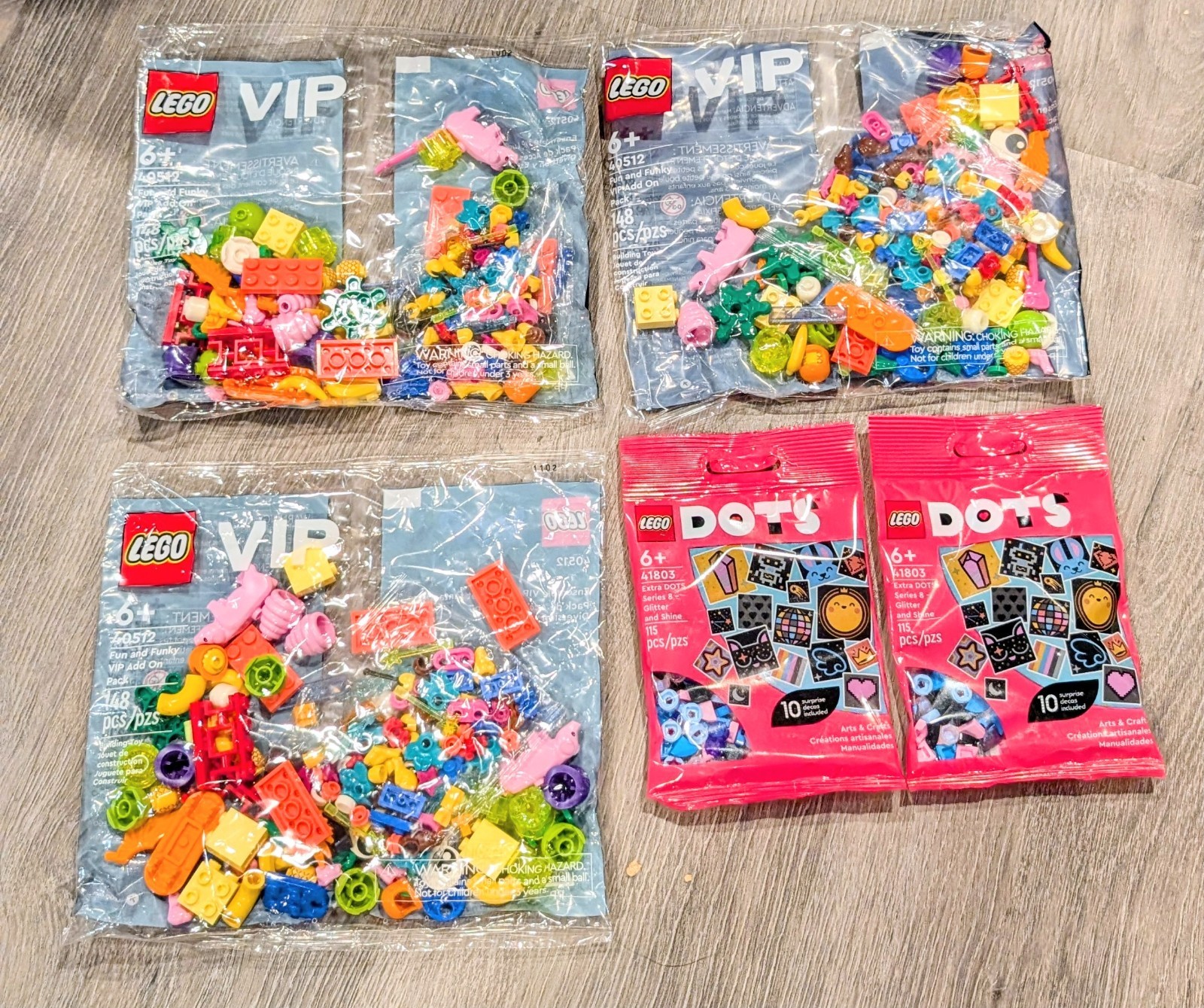 LEGO Lot of 3 Polybags Fun and Funky Vip Add on Pack (40512) & Dots 41803