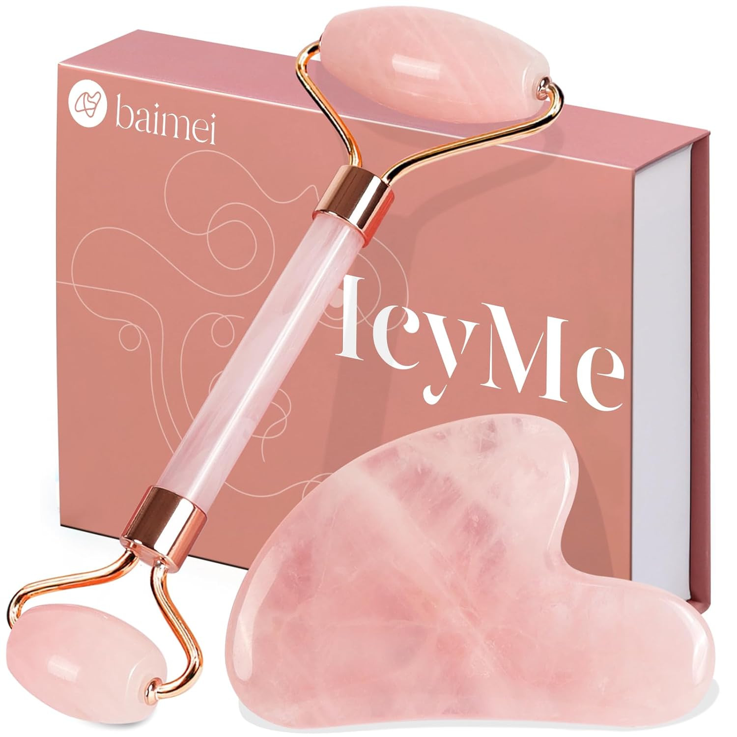 IcyMe Jade Roller & Gua Sha, Face Roller Redness Reducing Skin Care Tools, Self 