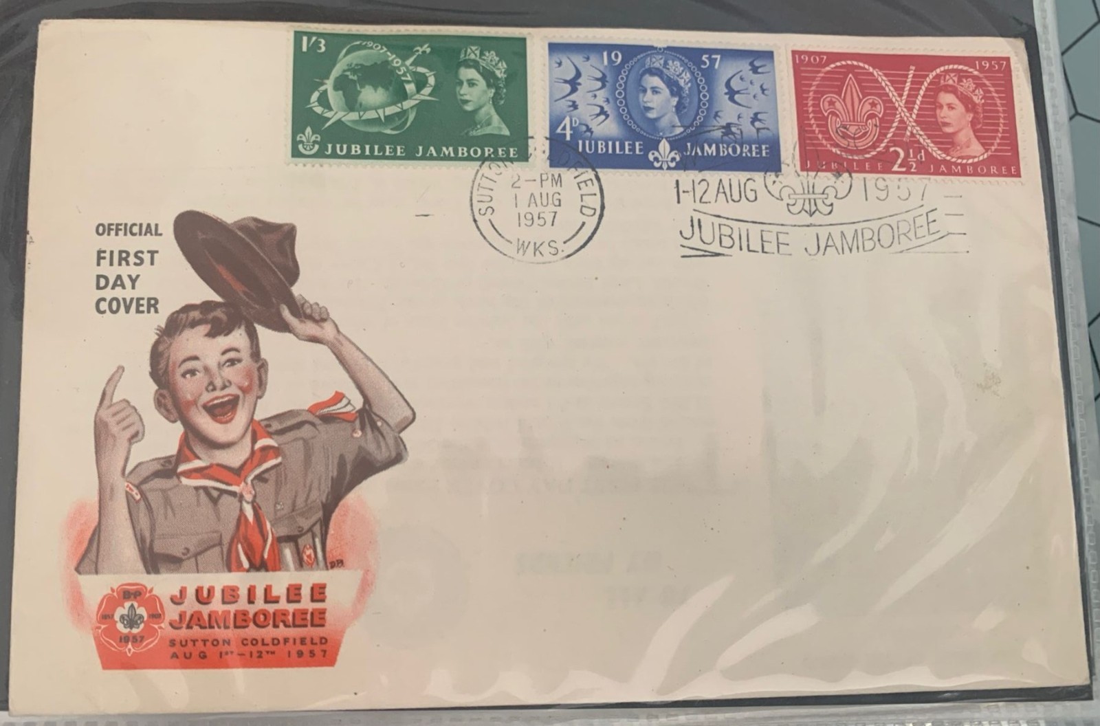 British First Day Cover - 1957 Jubilee Jamboree Sutton Coldfield