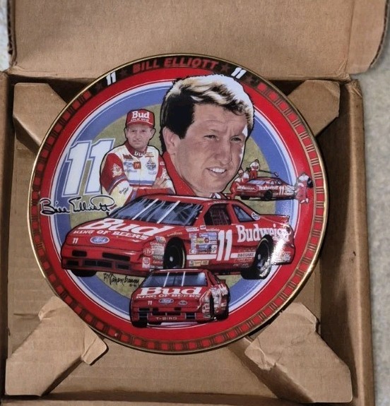 Racing BUD King Of Beers Budweiser #11 Bill Elliott Plate 6 1/2" New In Box