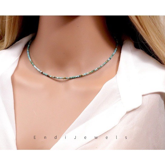 EndiJewels Natural Turquoise Gemstone Necklace Bracelet Earrings Jewelry Set NWT