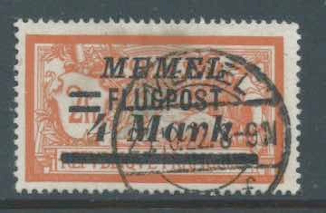 MEMEL 1922 SG121 4m on 2f Orange & Blue-Green Overprint Fine Used Catalogue £26