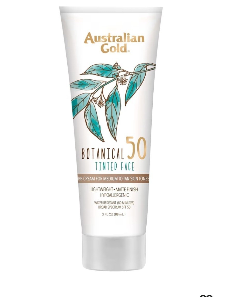 2 Pack Australian Gold 3 oz Botanical Sunscreen SPF 50 Tinted Face Medium to Tan