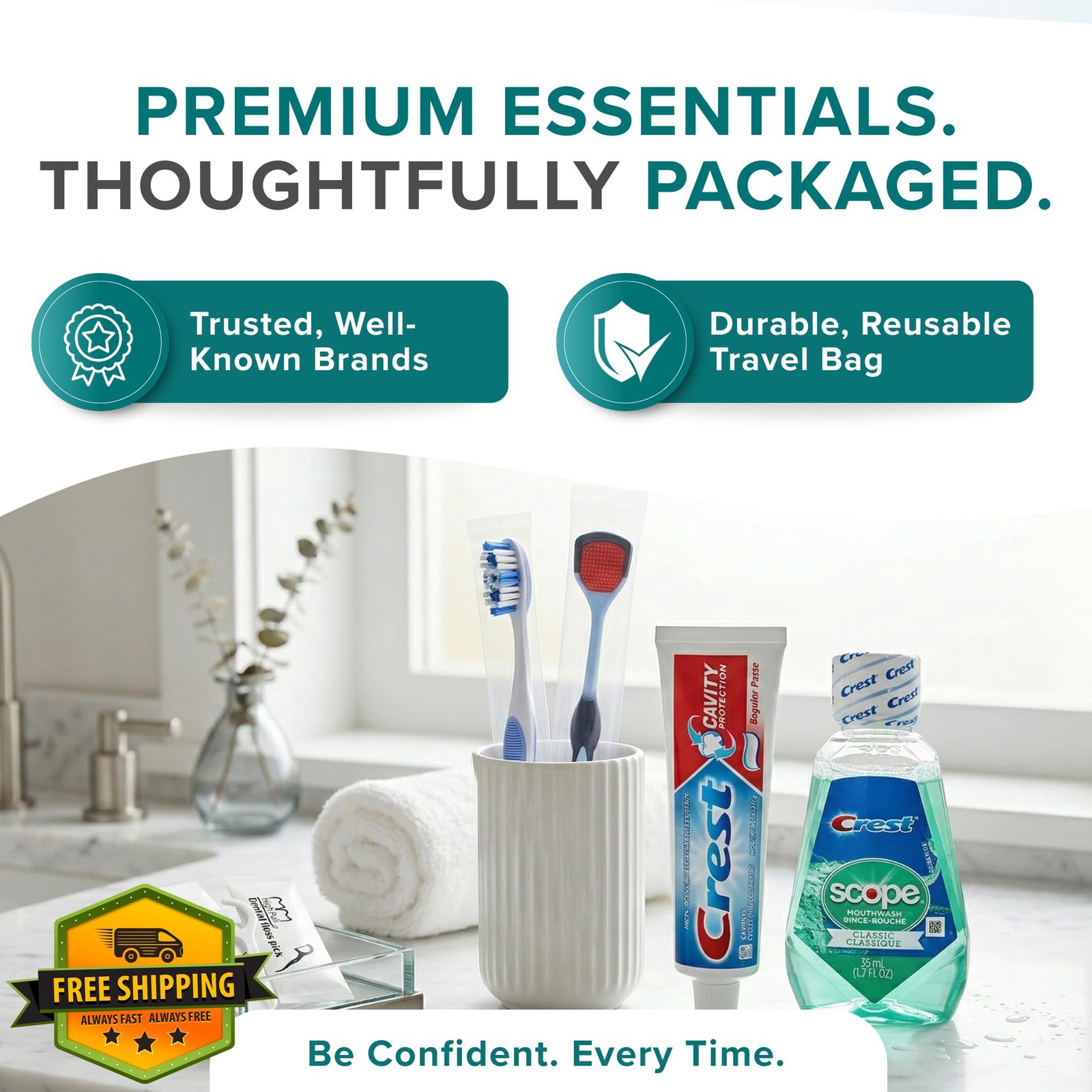 Stuhrling Toothpaste and Toothbrush Set, 6 Pc Dental Kit, TSA Compliant