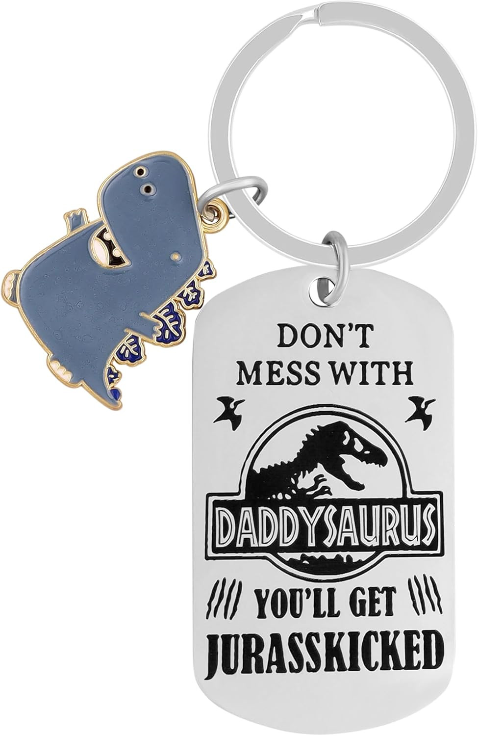 Don't Mess with Daddysaurus Keychain, Father's Day Gifts from Son Daughter, Fath