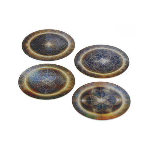 18 pointed Tesseract sacred geometry radionics disc set of 4 