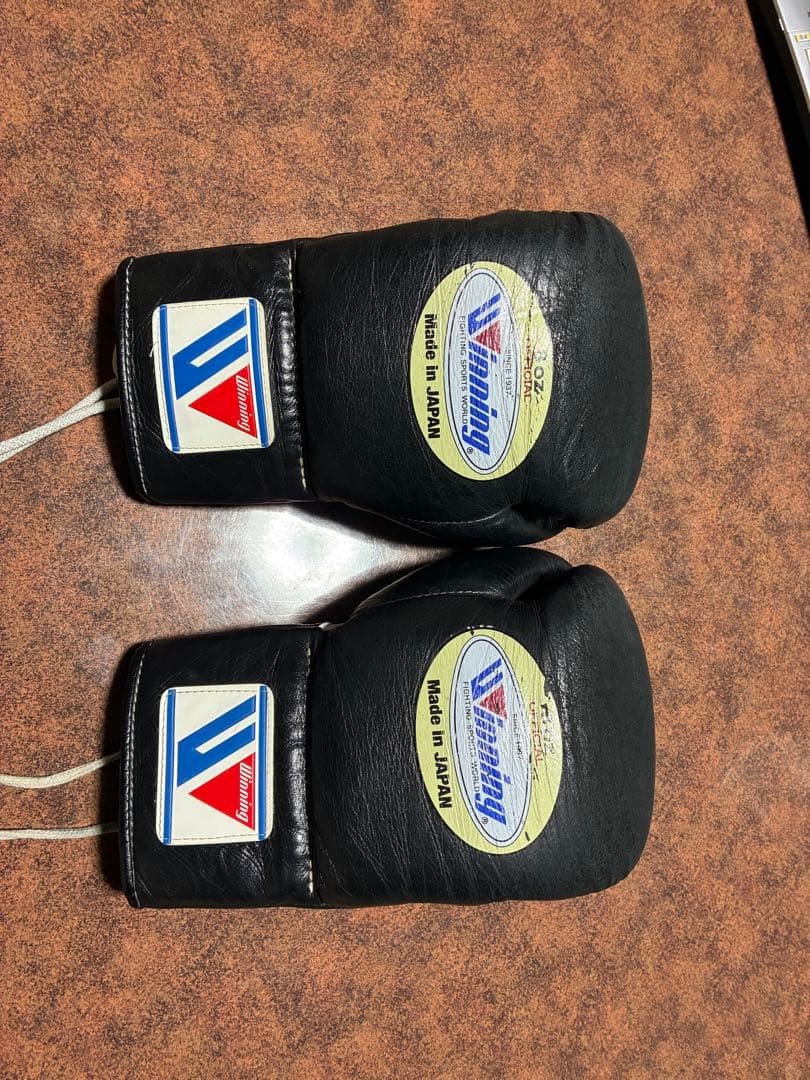 Winning Boxing Gloves Black Lace-Up Made in Japan Training Sparring Gear