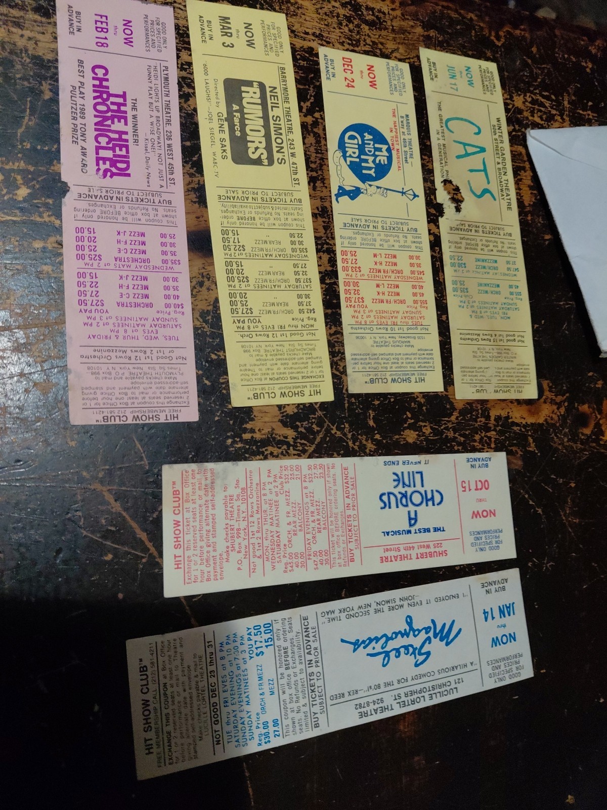 6 Vintage Tickets To Different Plays