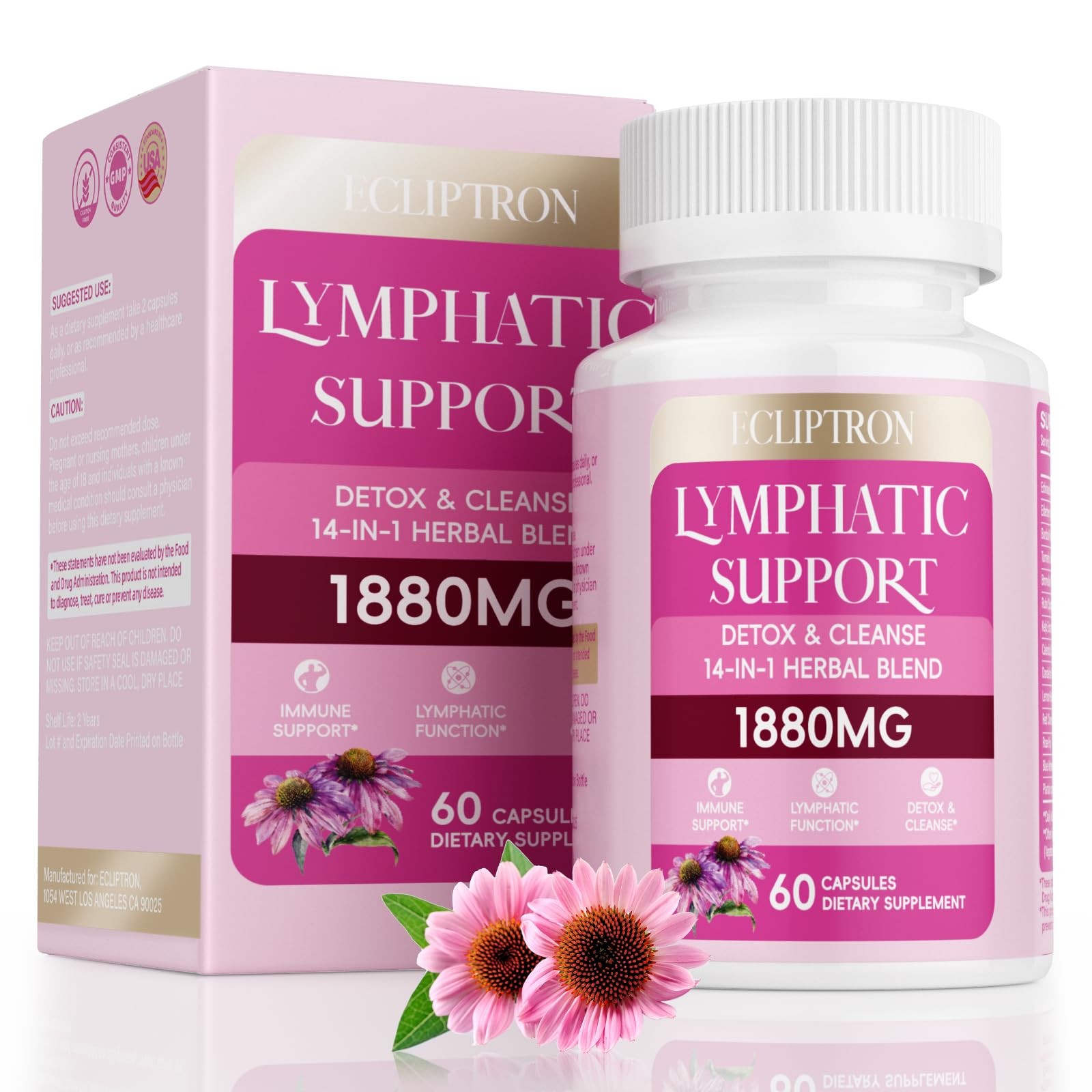Lymphatic Drainage Supplement 1880 mg, Lymphatic System Support Supplement wi...