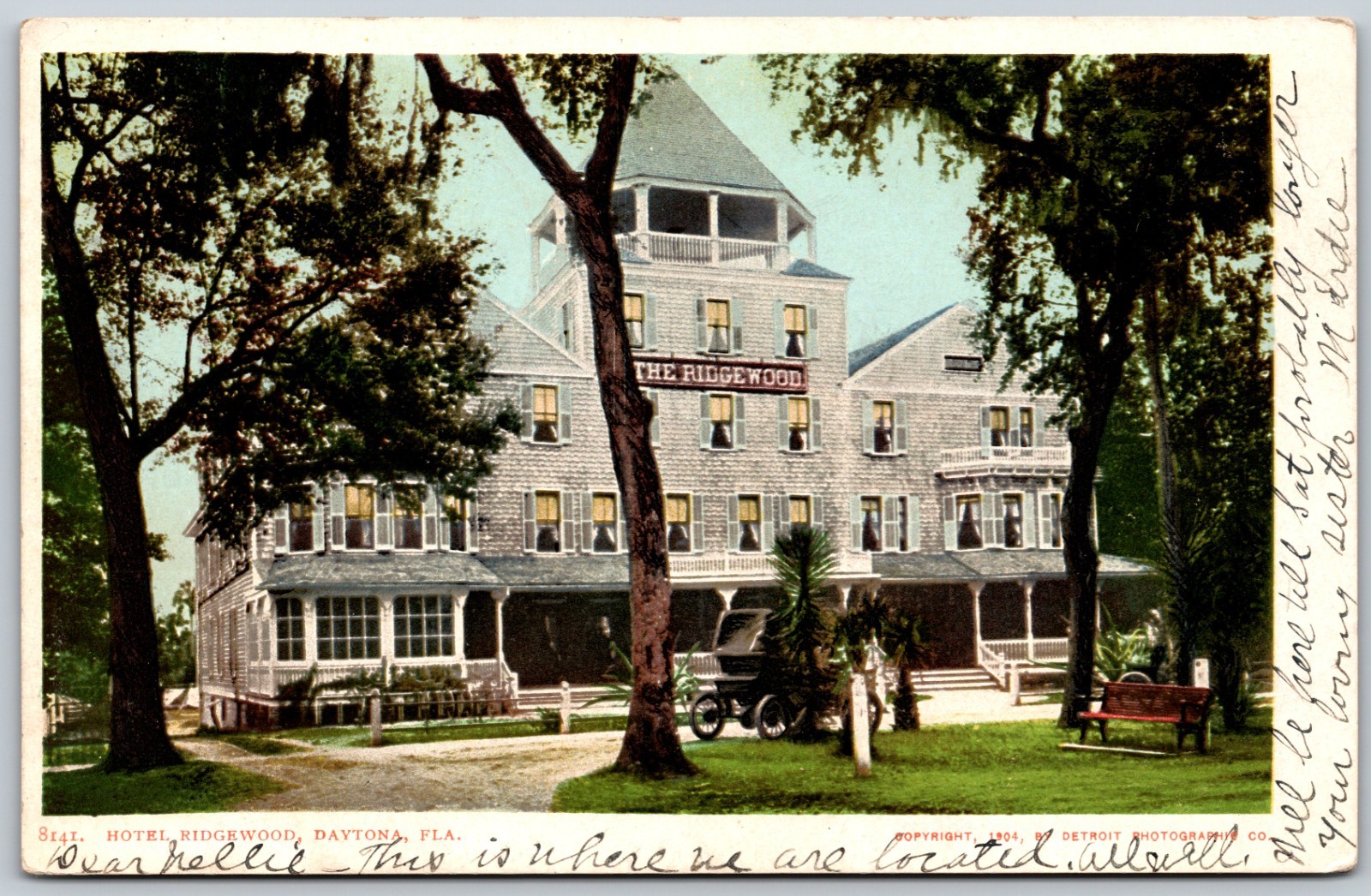 1905 Hotel Ridgewood Daytona Florida ANTIQUE Postcard 8963