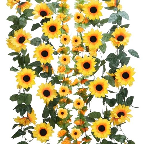 Pack Artificial Sunflower Garland 7.2FT Fake Silk Sunflowers Decor Hanging 6