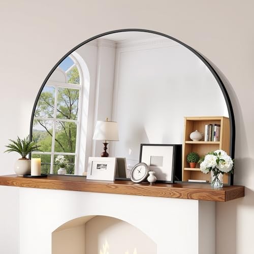  Arched Wall Mirror, 48"x36" Black Arched Mirror 36"L x 48"W Arched Frame Black