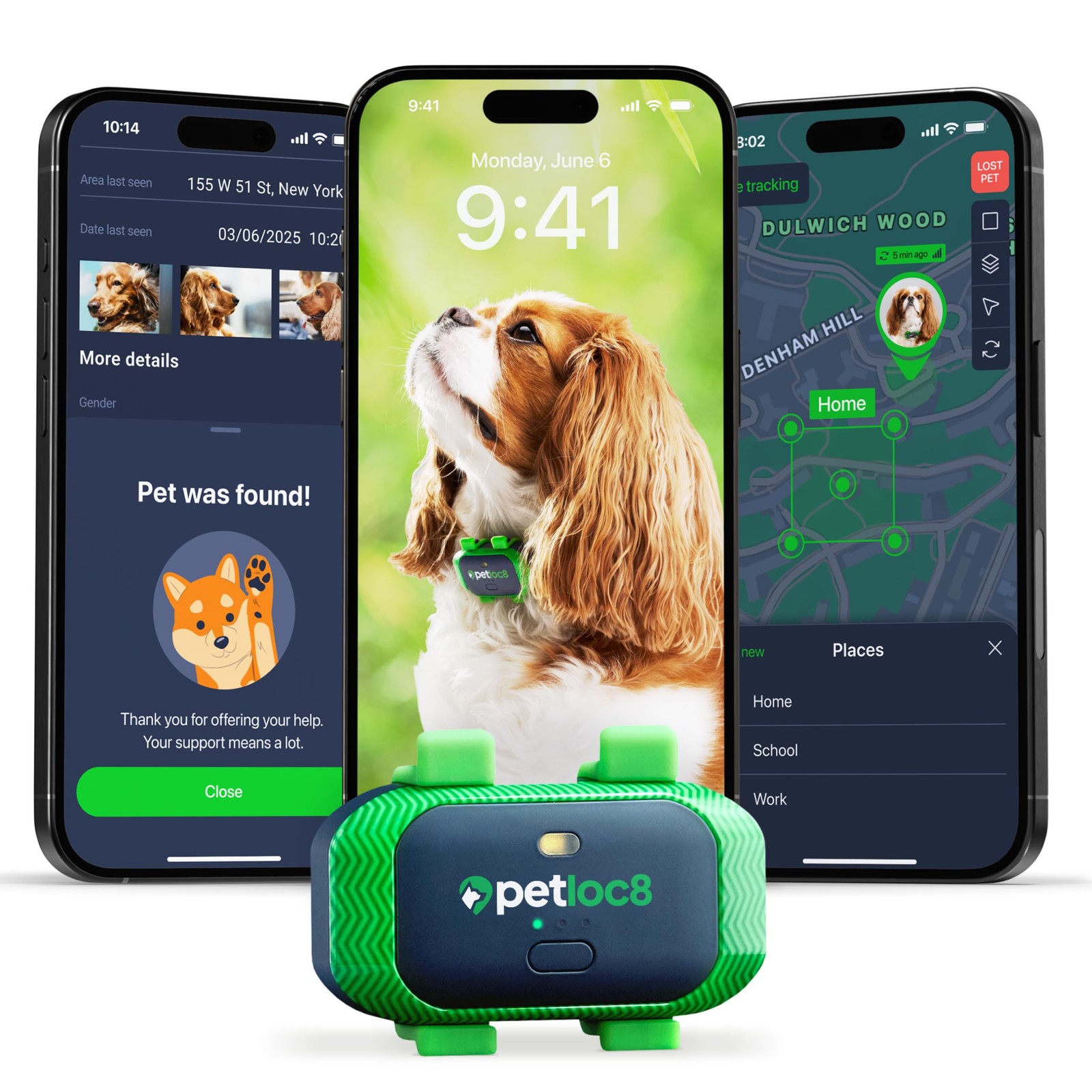 Dog GPS Tracker with Smart Alerts & Geo-Fence - Real-Time Location Tracking C...