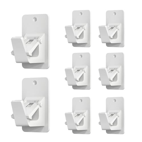 Adhesive No Drill Curtain Rod Brackets - Heavy Duty 30LB Holders for 8Pcs White