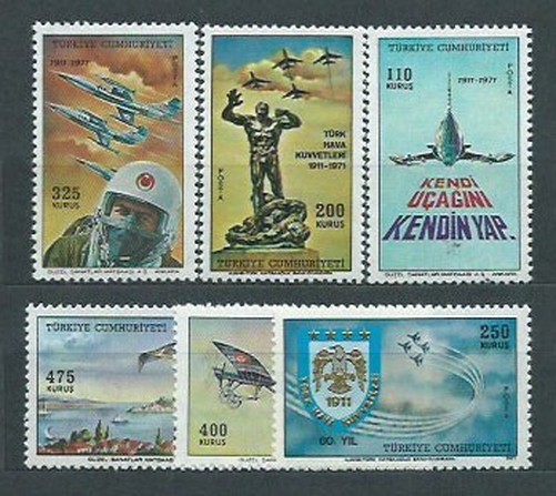 Turkey - Mail 1971 Yvert 1988/93 ** Mnh Aviation