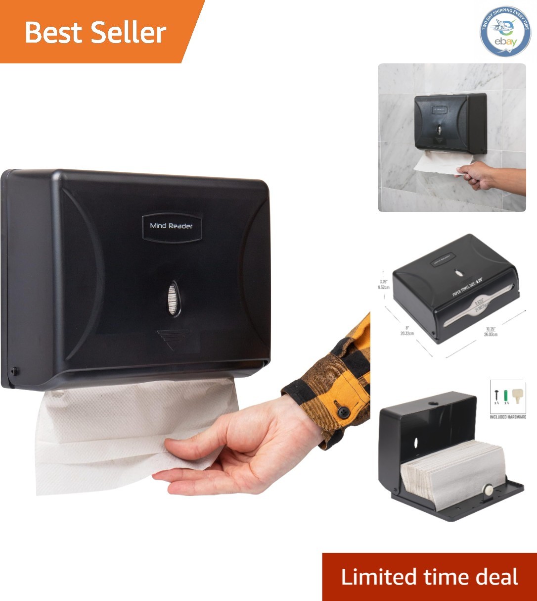 Stylish Wall-Mounted Paper Towel Dispenser - Compact for Bathroom Efficiency