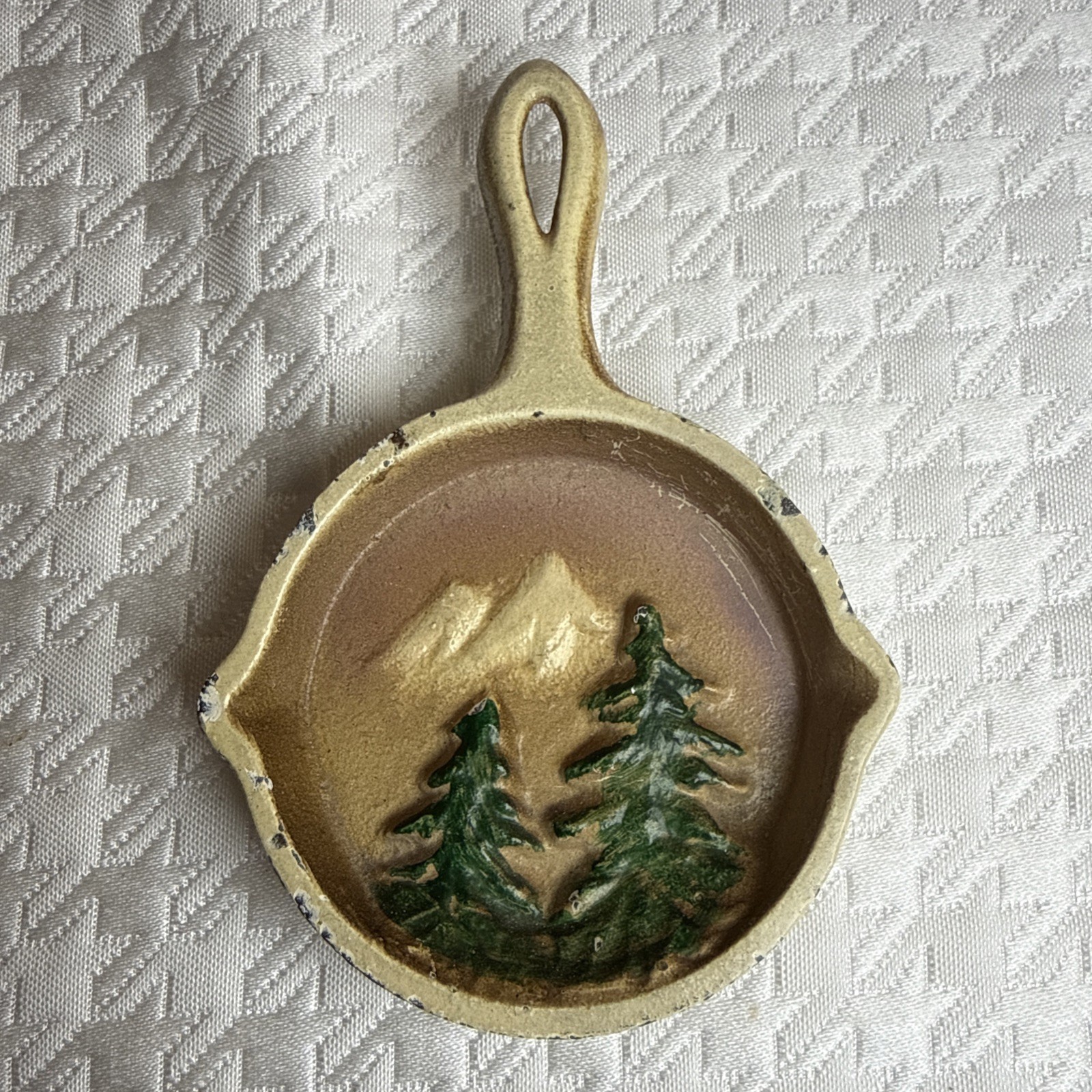 Vintage Miniature Cast Iron Frying Pan 3" x 4.75" July 1949 Sky Line Drive