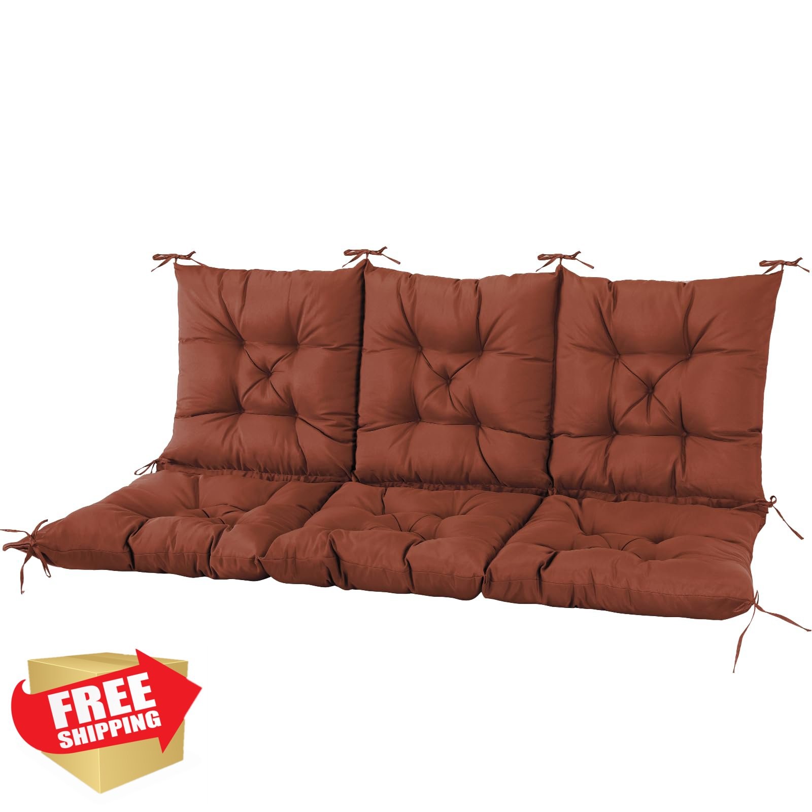 NACATIN 3 Seat Cushion 60x40 Dark Brown 4" Thick Outdoor Swing Porch