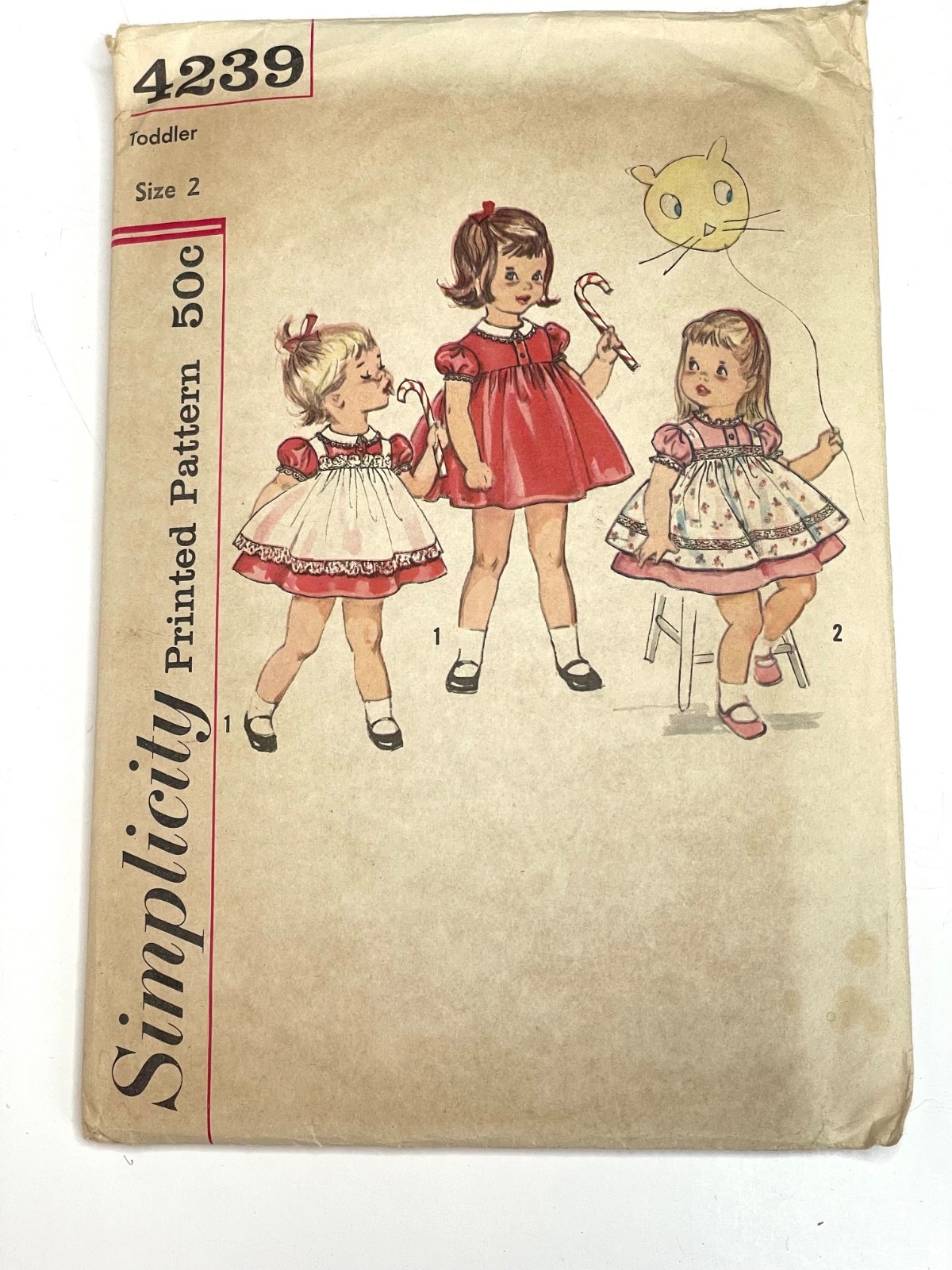 VINTAGE 1950’S SIMPLICITY TODDLER SEWING PATTERN SIZE 2 PINAFORE DRESS COMPLETE