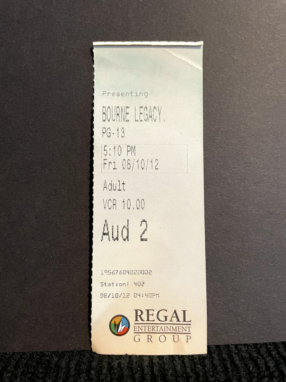 Vintage Movie Ticket Stub Bourne Legacy