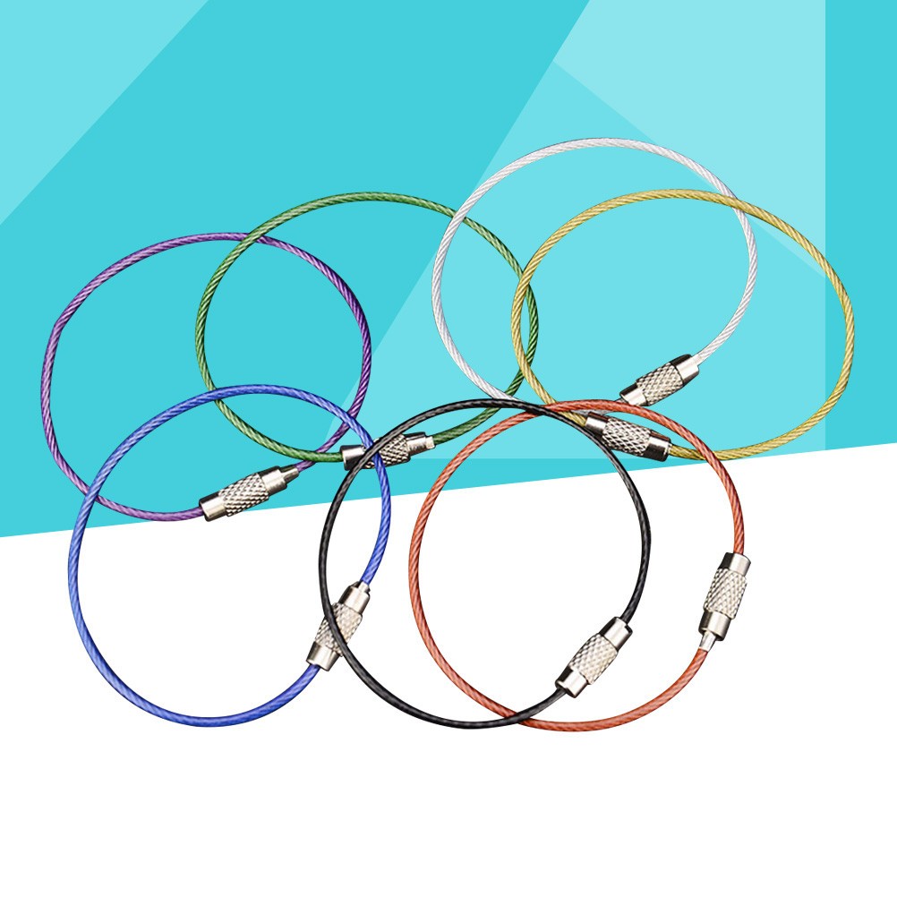  7 Pcs Steel Wire Hoop Metal Rings for Crafts Stainless Key Chain
