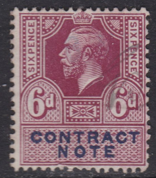 GB George V 6d Contract Note VGC
