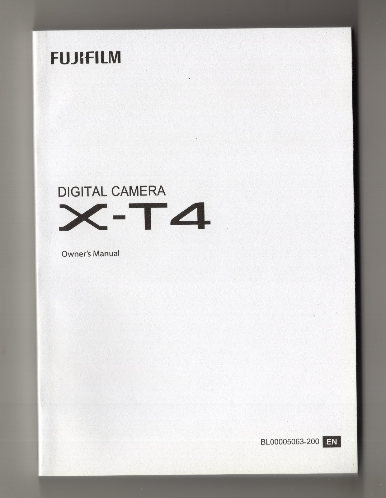 Fuji Fujifilm Genuine X-T4 Camera Instruction Manual / User Guide In English