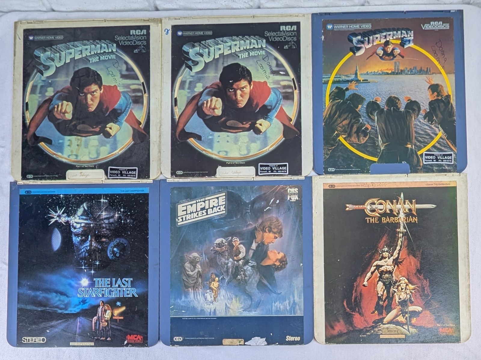 RCA CED Videodisc Lot Superman 1&2 Empire Strikes Back Conan Last Starfighter