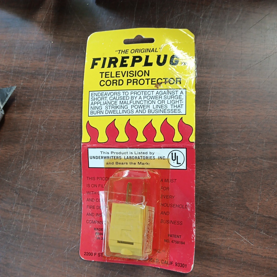 Vintage 1990's Fireplug Fused Television Cord & Electrical Short Protector