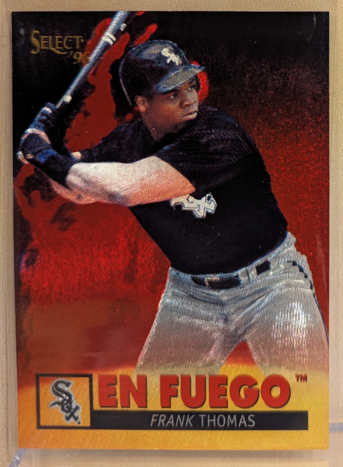 1996 Select EN FUEGO #2 Frank Thomas HOF RARE DUFEX RED FIRE INSERT