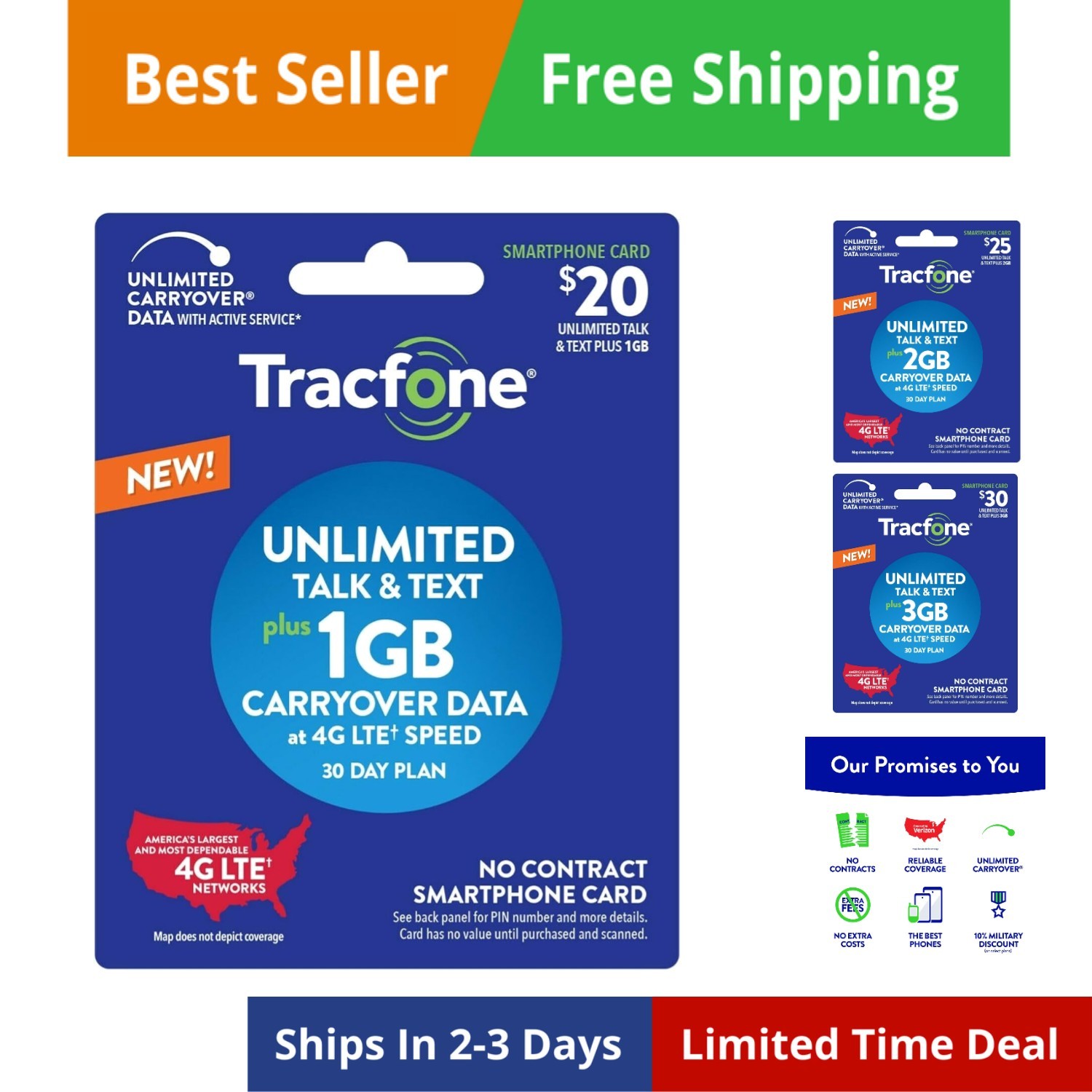 20 Unlimited Talk, Text, 1GB Data 30–Day Plan