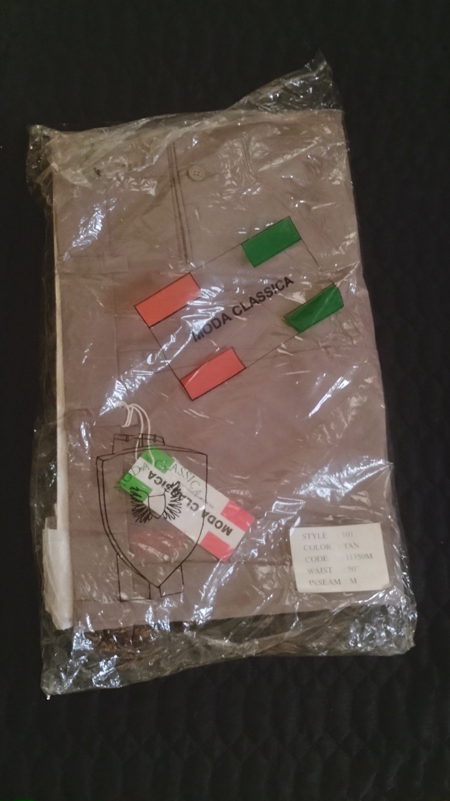 Men Moda Classica Tan Pants Style 101. Unopened Never Worn. Size 50