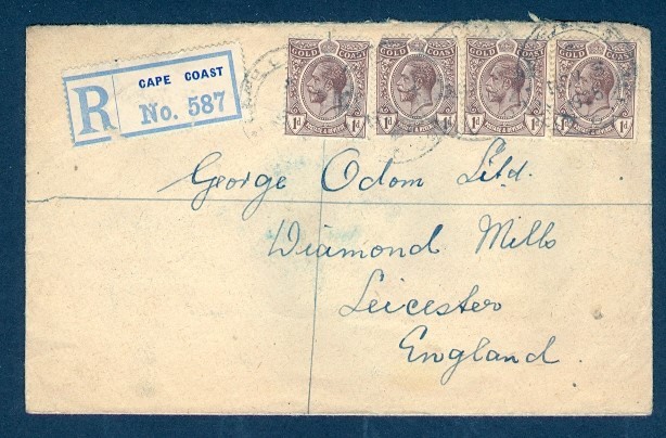 GOLD COAST 1925 CAPE COAST KGV COMBO REG TO UK