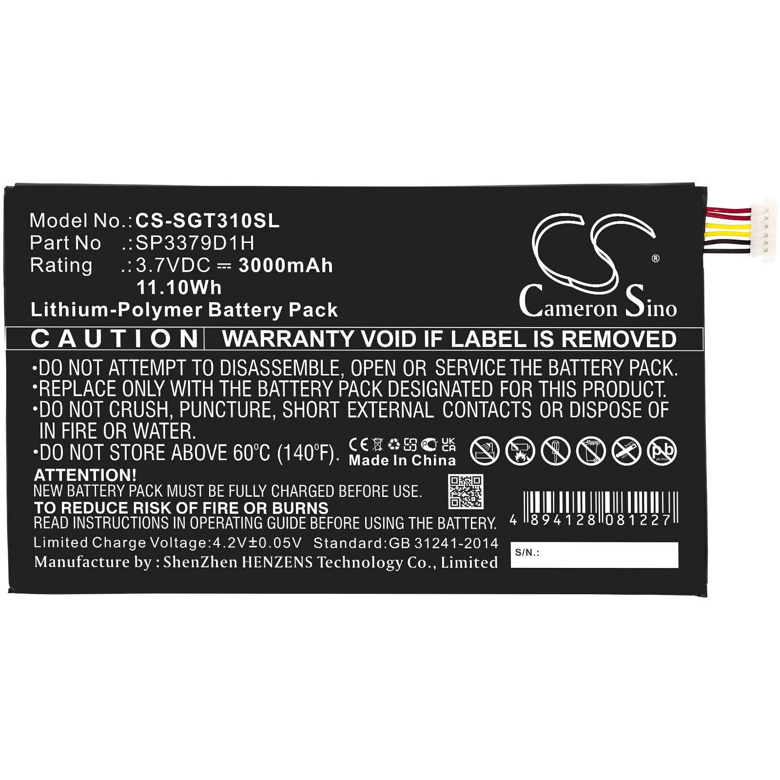 BATTERIE 3000mAh Type SP3379D1H AAaD415JS/7-B For Samsung Galaxy Tab 3, SM-T310