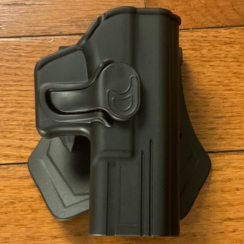 Tactical Polymer Paddle Holster Right Hand Black Finger Release Glock 19 Holster