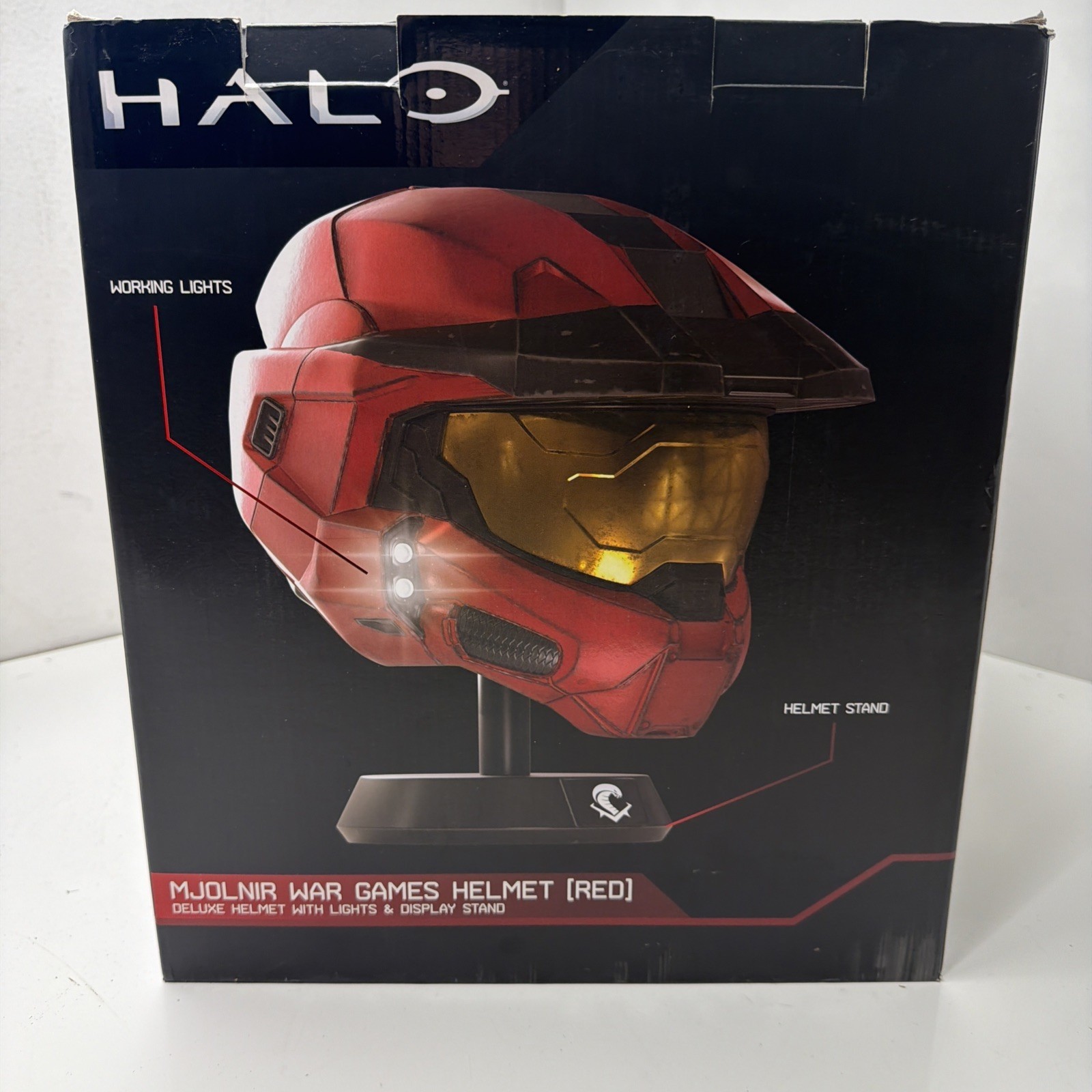 Halo MJOLNIR War Games Helmet (Red) With Lights And Display Stand Bundle