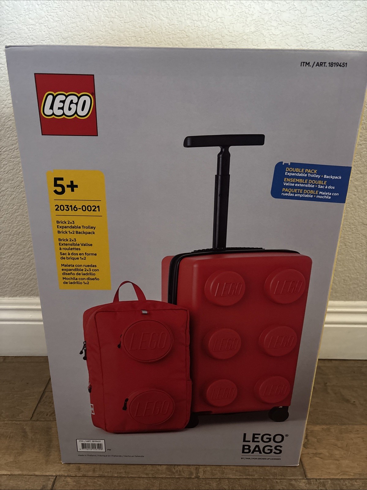 Brand New Lego TROLLEY and BACKPACK Kid's Carry On With Backpack RED
