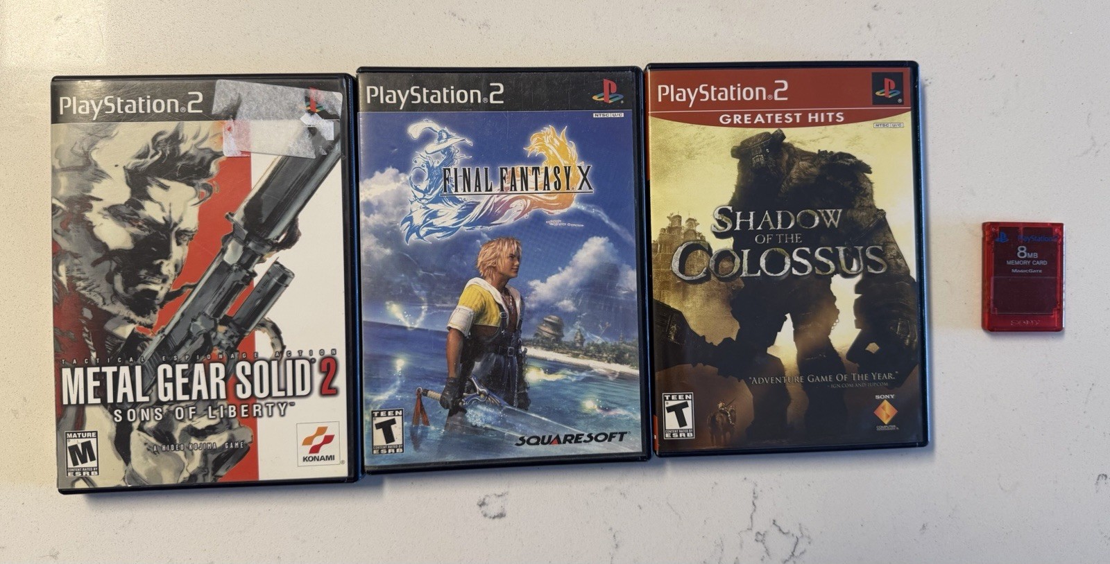 Sony PS2 Game Lot w/MGS 2/Final Fantasy X/Shadow of the Colossus/Memory Card