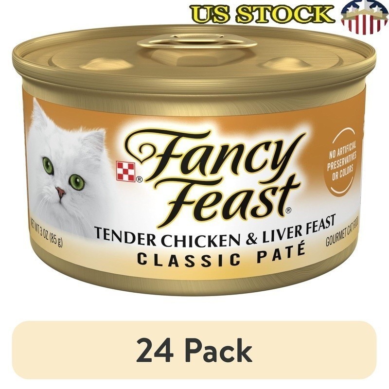 Purina Wet Cat Food Chicken Liver Pate Grain Free Gourmet 24 Pack 3oz Cans New