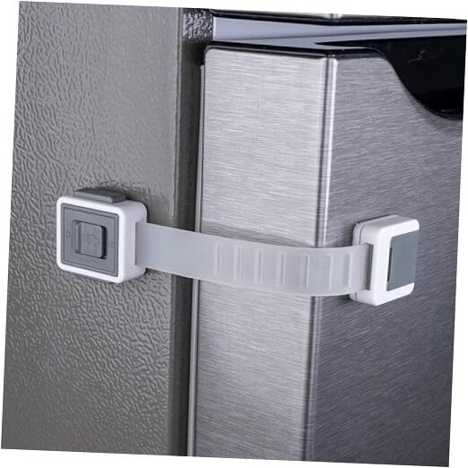 2-Pack Child Proof Fridge Lock with Adhesive - Adjustable Baby Proofing Straps 