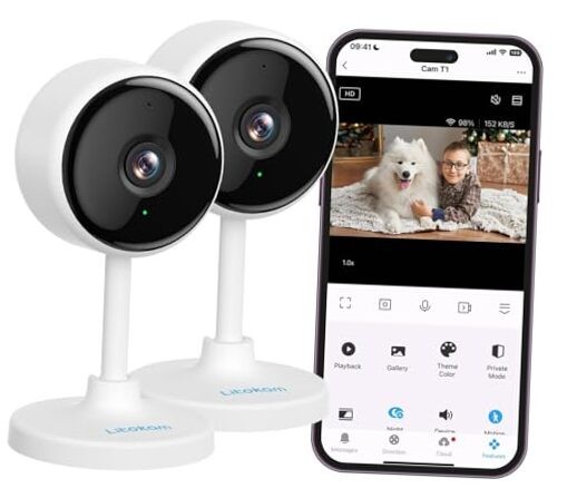  Indoor Camera, Cameras for Home Security with Night Vision, Pet Camera 2K 1